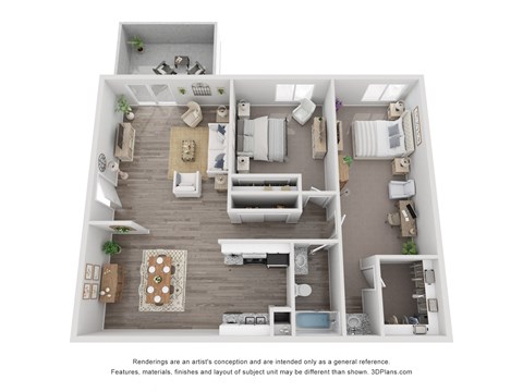 2 bedroom floor plan at Summer Meadows, Las Vegas, Nevada